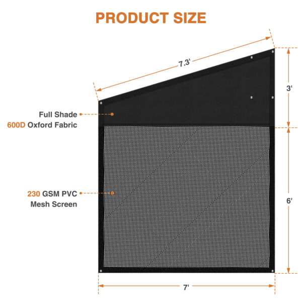 RV Awning Sun Shade Screen 71x45 Inches - Oxford Cloth Waterproof UV Blocker For Camping