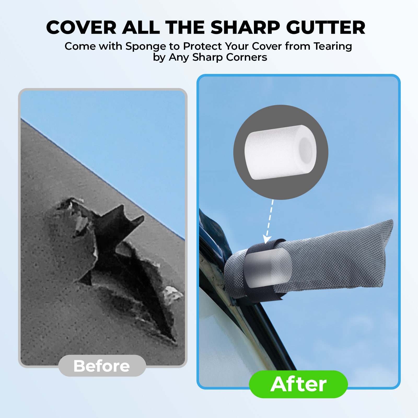 Class C RV Cover Set, Fonzier Heavy Duty 7 Layers RV Cover Fits 29-32FT, RV Cover for Class C Motorhome Camper Breathable Rip-Stop with 2Pcs Long Straps & Gutter Spout Covers - Light Gray - Image 6